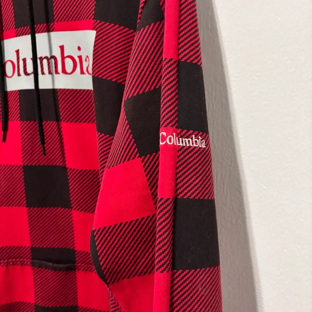 🆗 Columbia Red and Black Buffalo Plaid Hooded Sweater - Picture 5 of 6